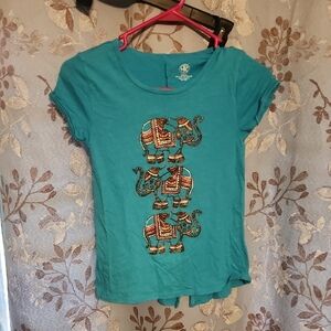Bogo Free Vibrant Teal Kids T-Shirt with Elephant Design